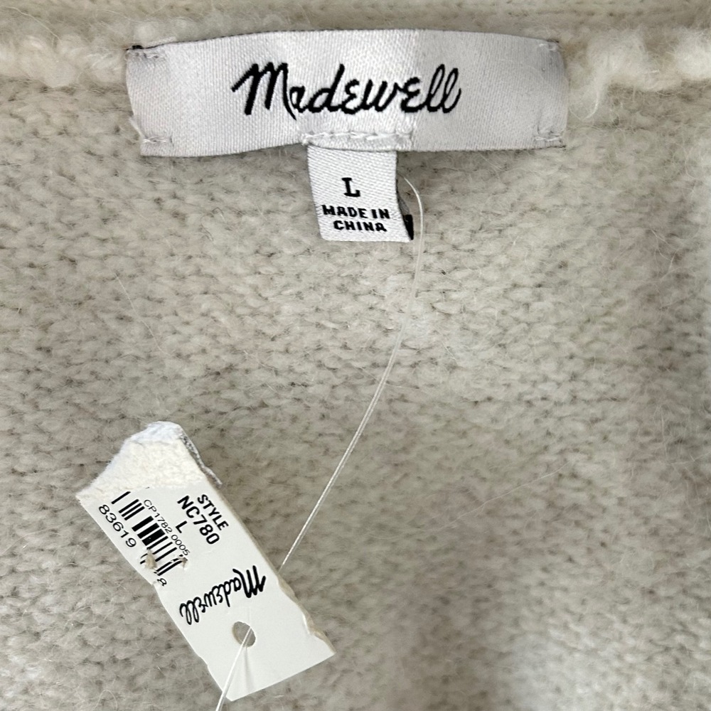 Madewell Colorblock Grandpa Cardigan Sweater Button Front‎ Pockets Wool Blend L - Picture 3 of 8